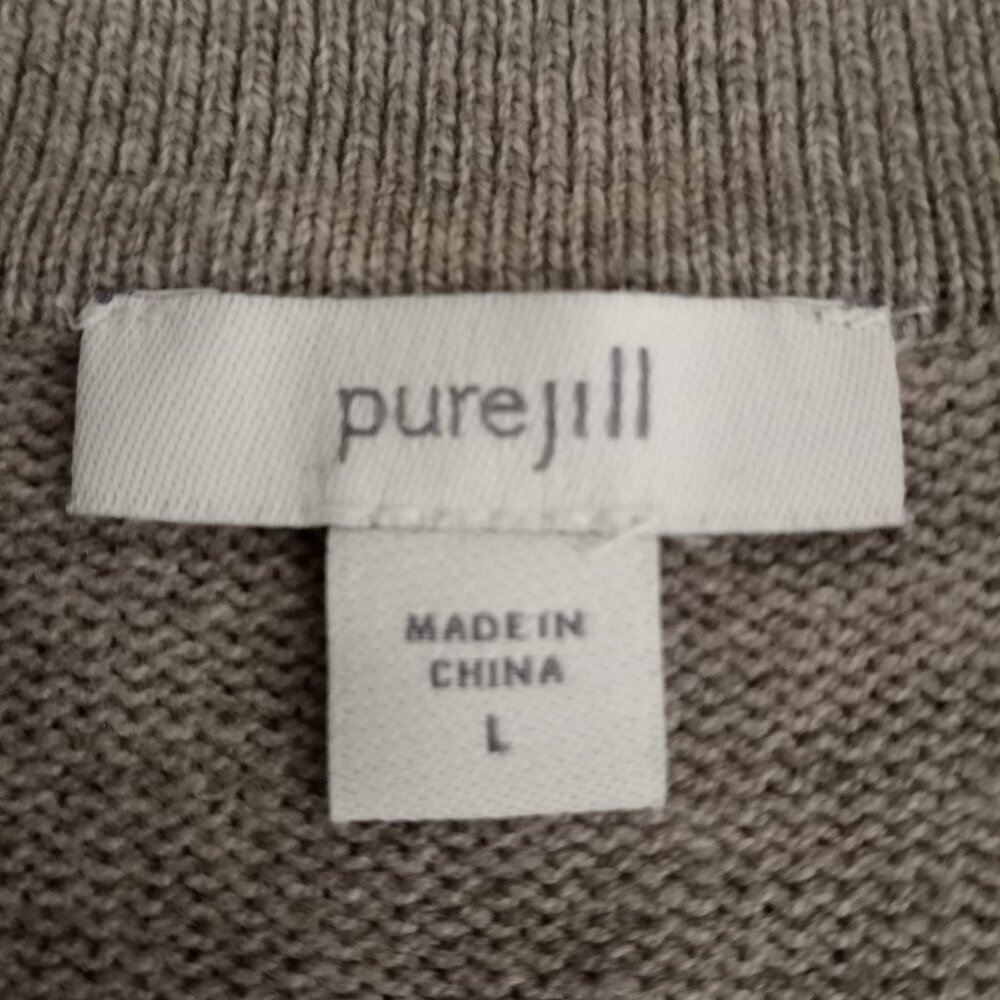 J Jill Pure Gray Heather Collared Split Neck Long Sleeve Tunic Sweater - Picture 7 of 9